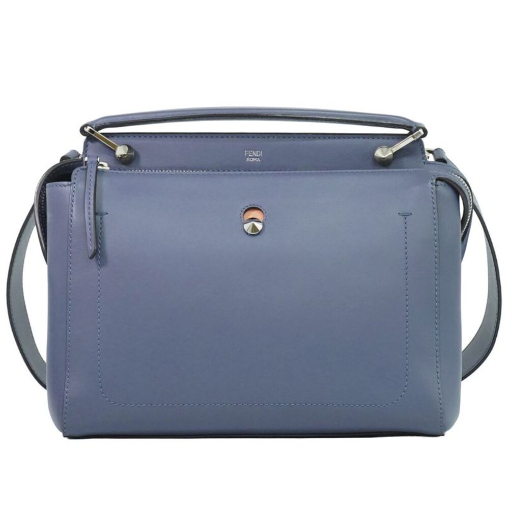 Fendi Dotcom Convertible Satchel Leather Blue Leather Handbag